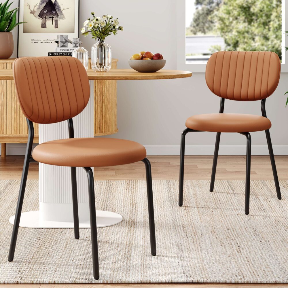 Set of 2 Tatiana Premium Leathaire Dining Chairs - Brown