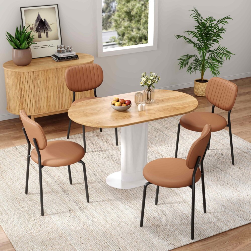 Set of 2 Tatiana Premium Leathaire Dining Chairs - Brown