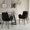 Set of 2 Beverley Boucle Sherpa Fabric Dining Chairs - Charcoal