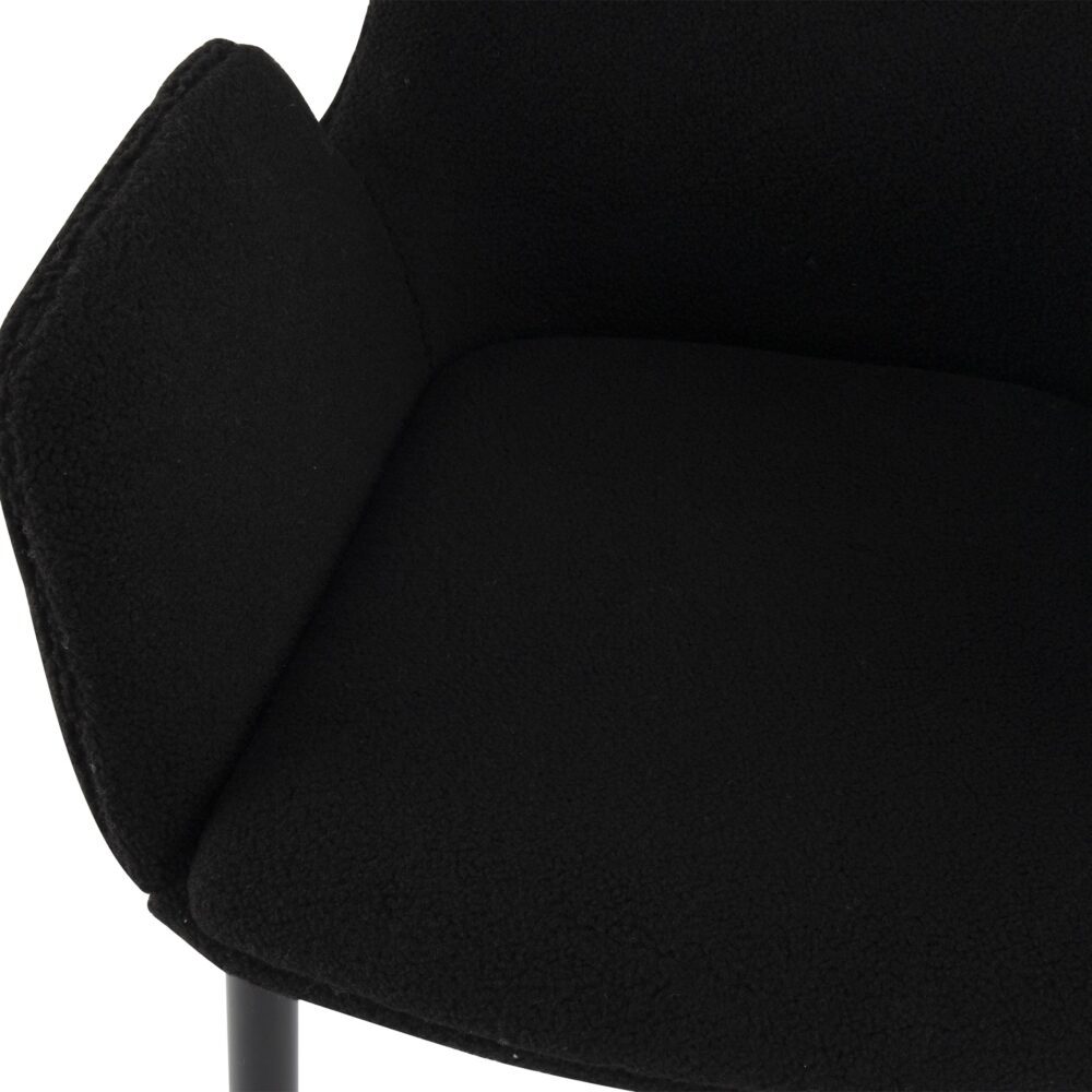 Set of 2 Beverley Boucle Sherpa Fabric Dining Chairs - Charcoal