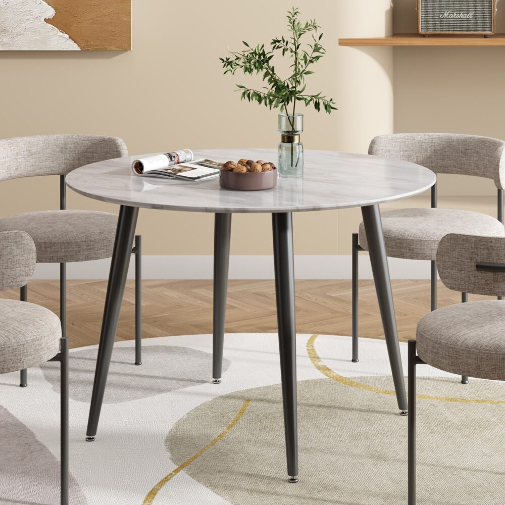 Hayes Round Marble Effect Dining Table