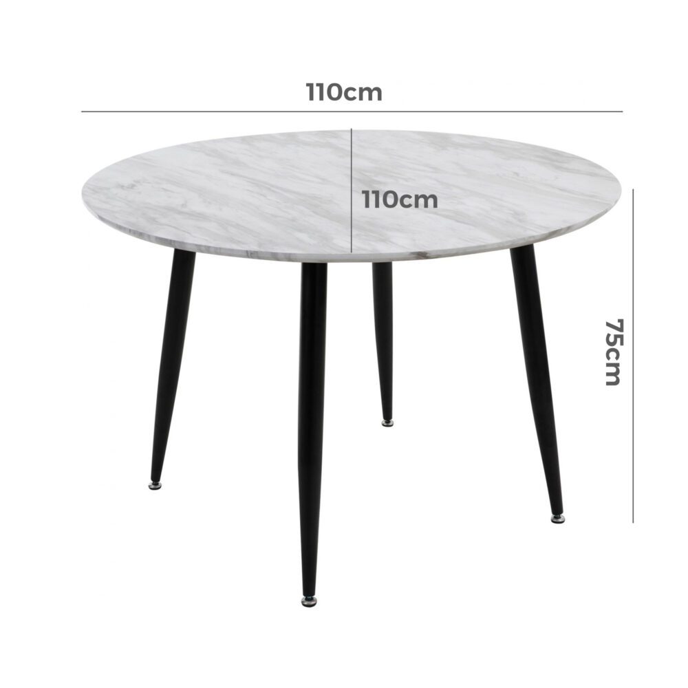 Hayes Round Marble Effect Dining Table