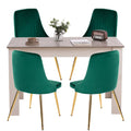 Grey Eveline Dining Set With 4 Green Velvet Chairs