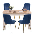 Natural Eveline Dining Set With 4 Blue Velvet Chairs