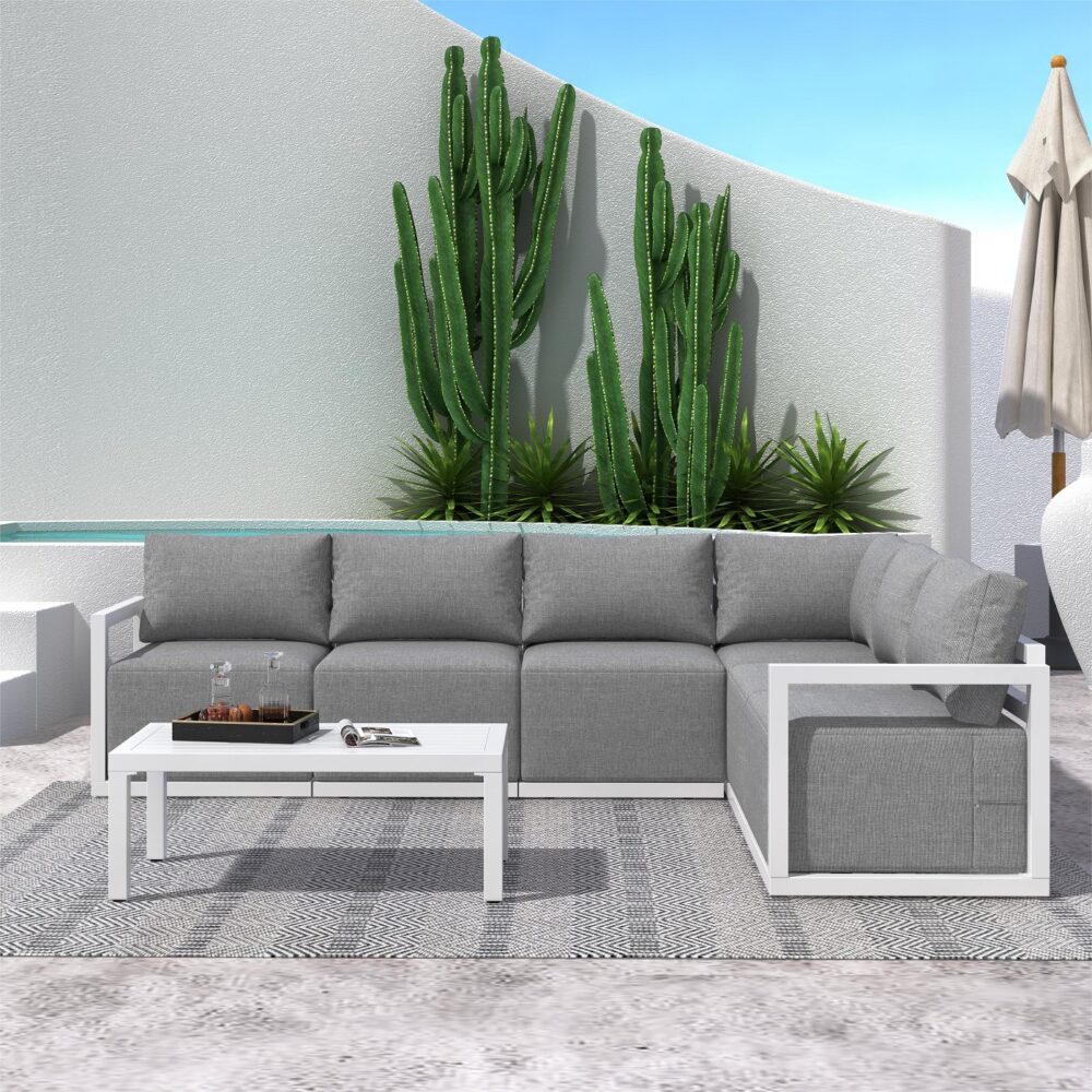 Alfresco Contemporary All-Weather Lounge Set - Charcoal Grey