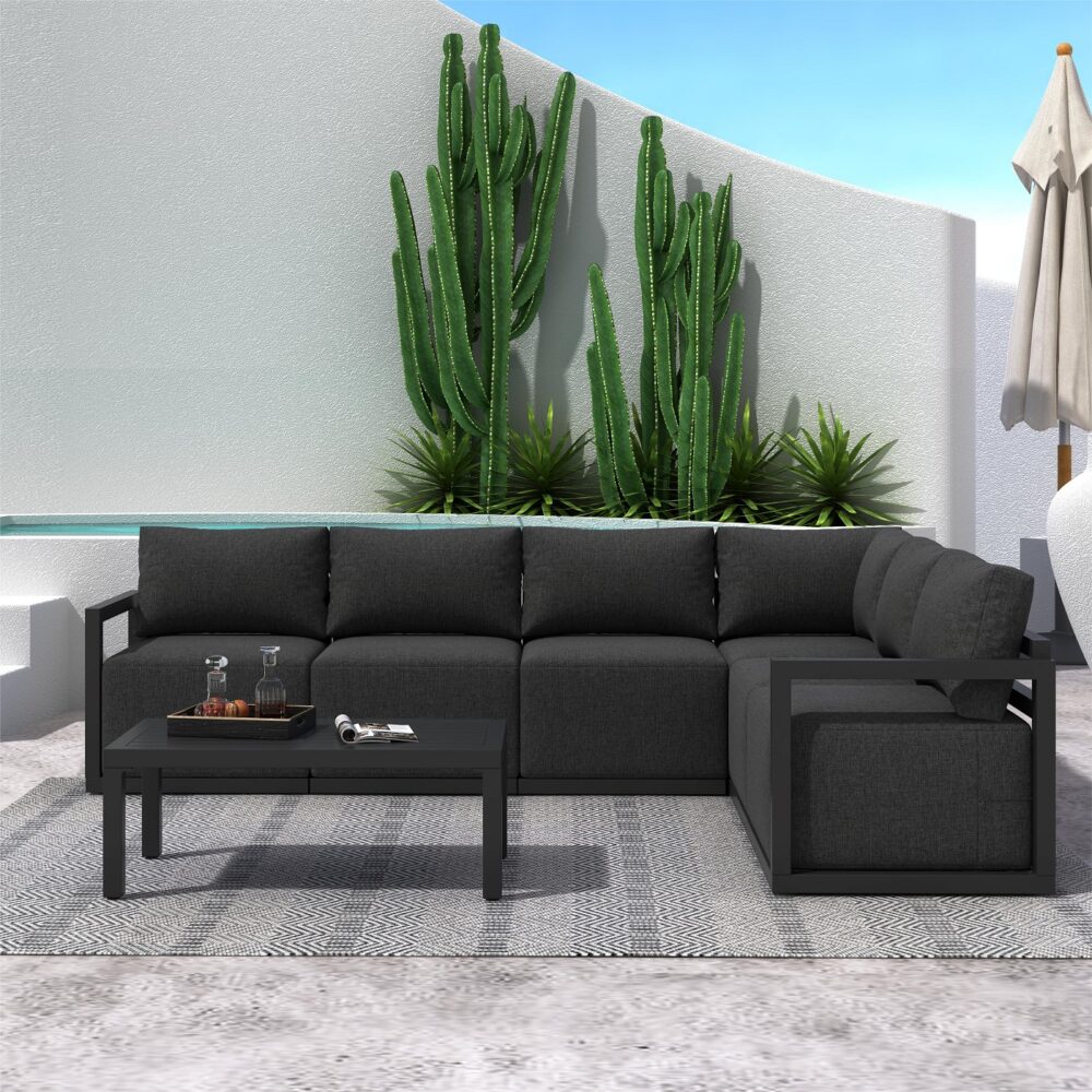 Alfresco Contemporary All-Weather Lounge Set - Charcoal Grey