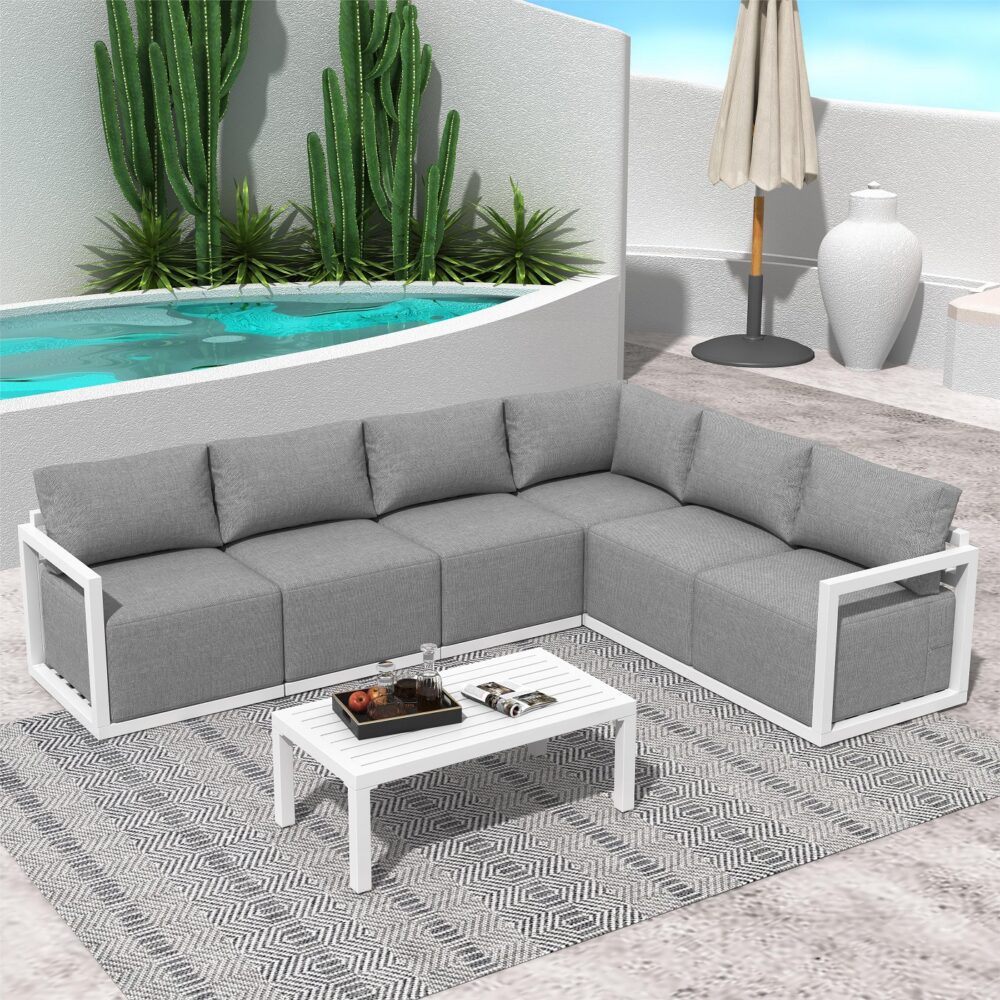 Alfresco Contemporary All-Weather Lounge Set - White