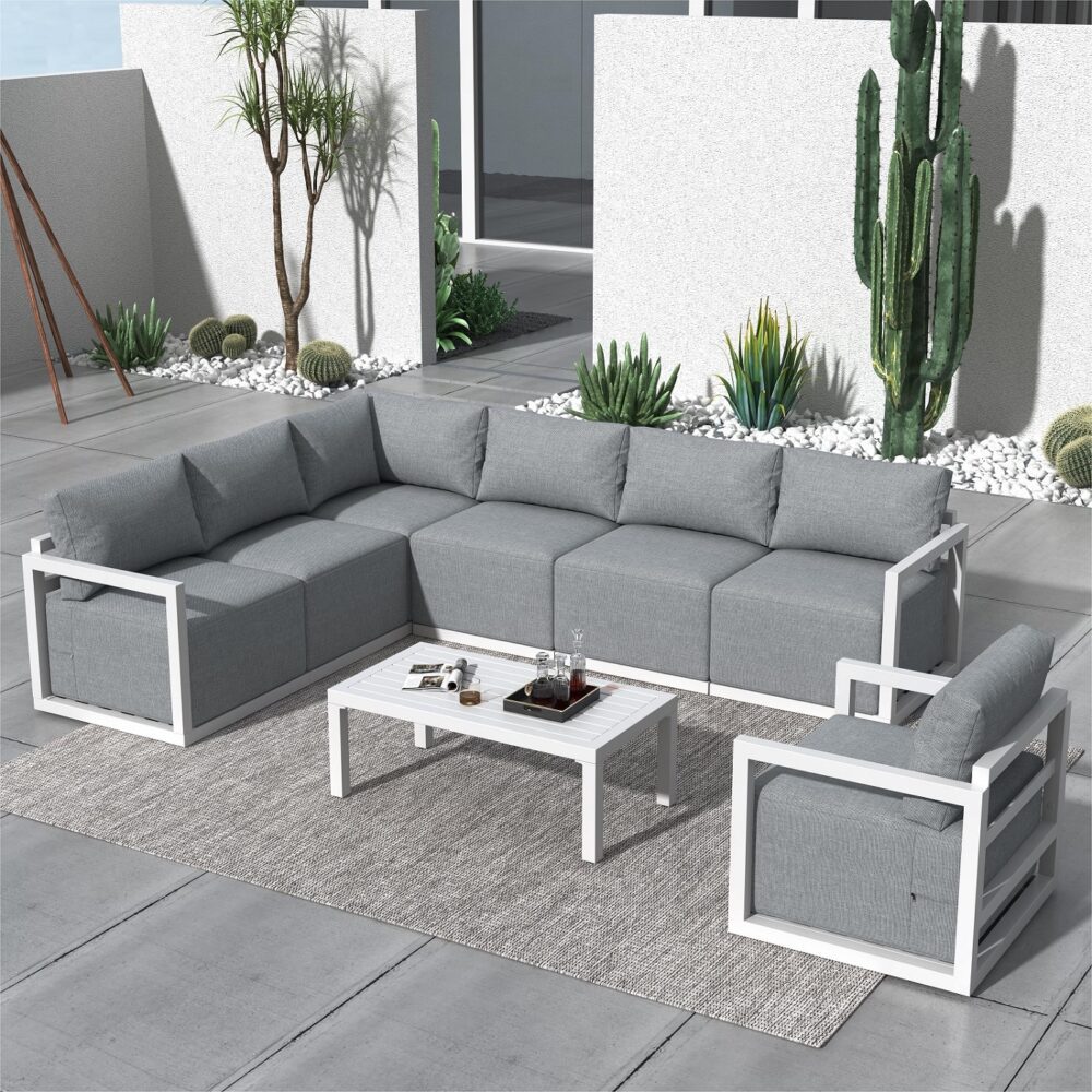 Alfresco 7-Seat Garden Lounge Set - White