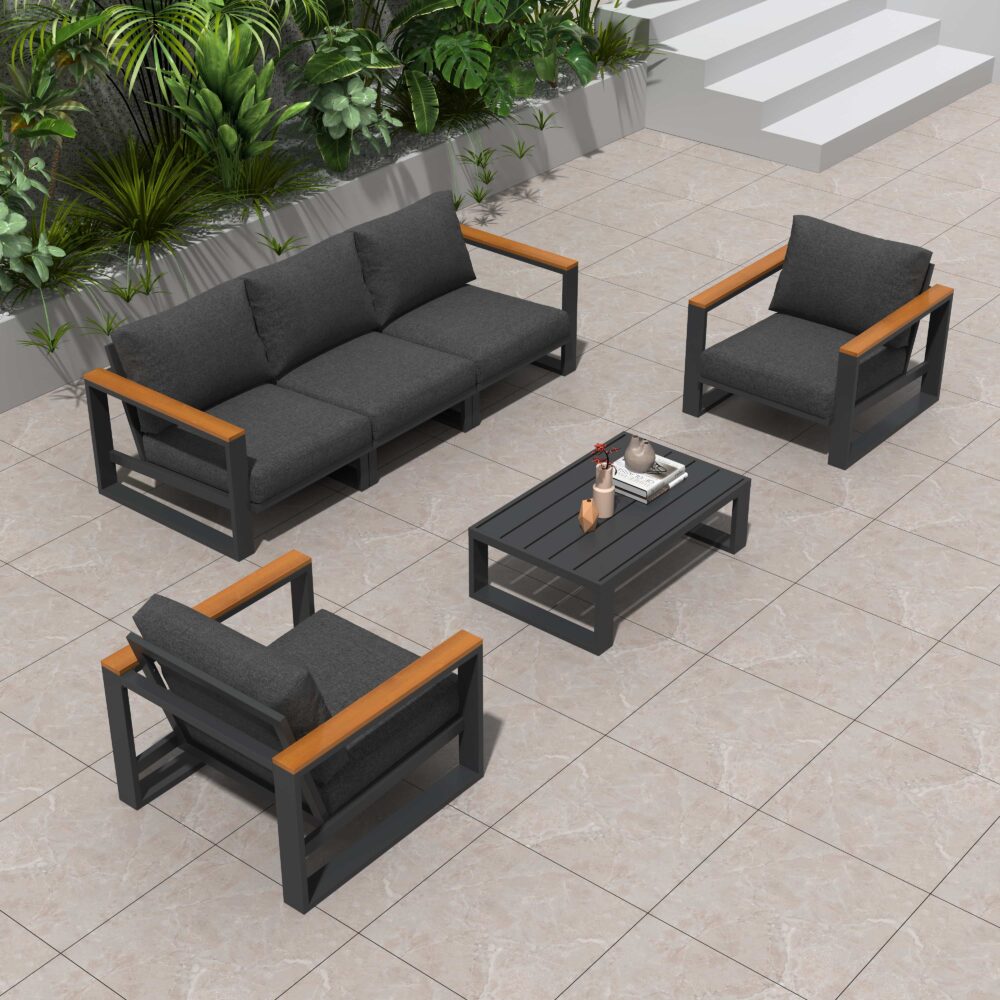 5 Seater Grandeur Lounge Suite - Charcoal Grey