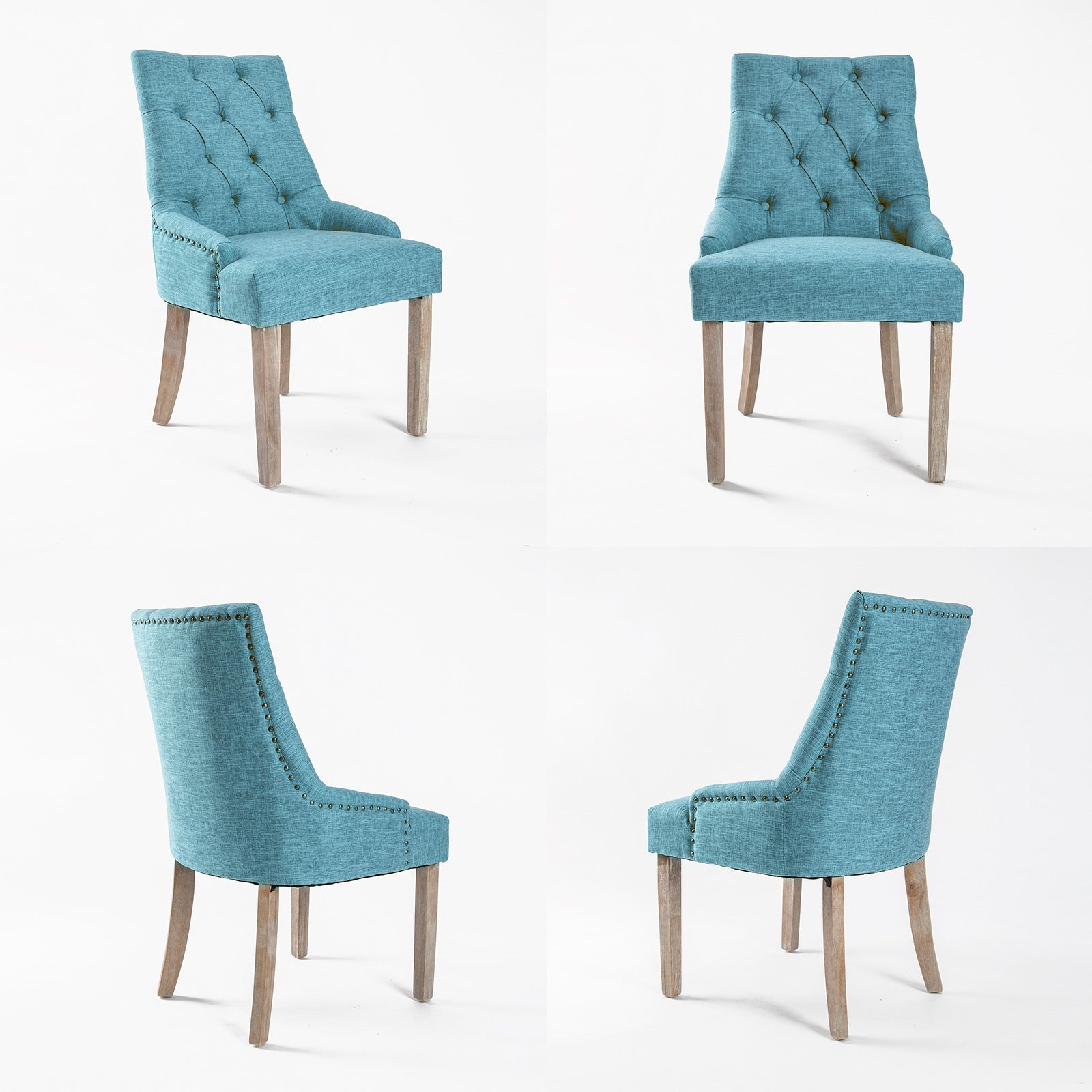 Set of 2 Lisette Amour French Provincial Dining Chairs - Blue