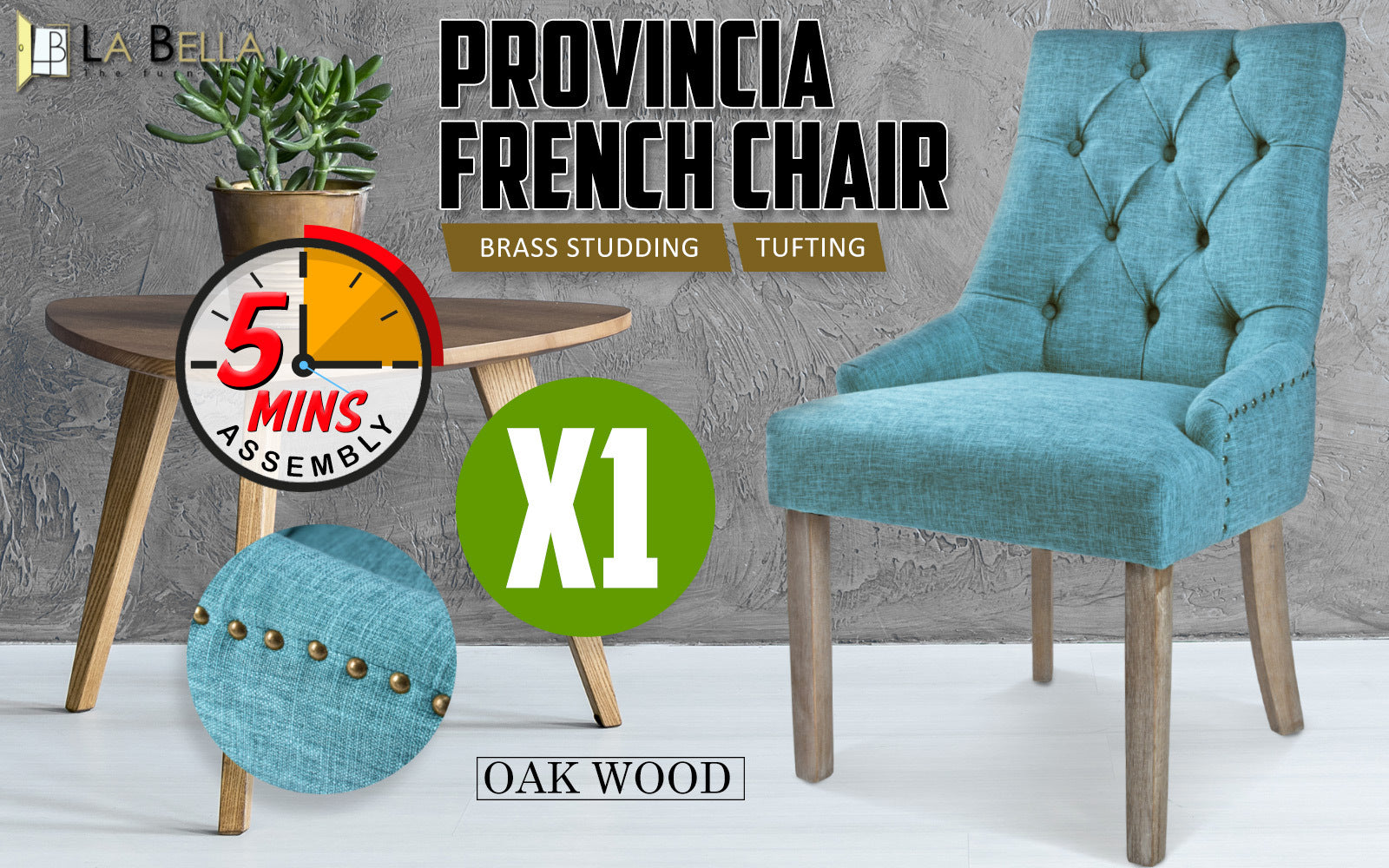 Lisette Amour French Provincial Dining Chair - Blue