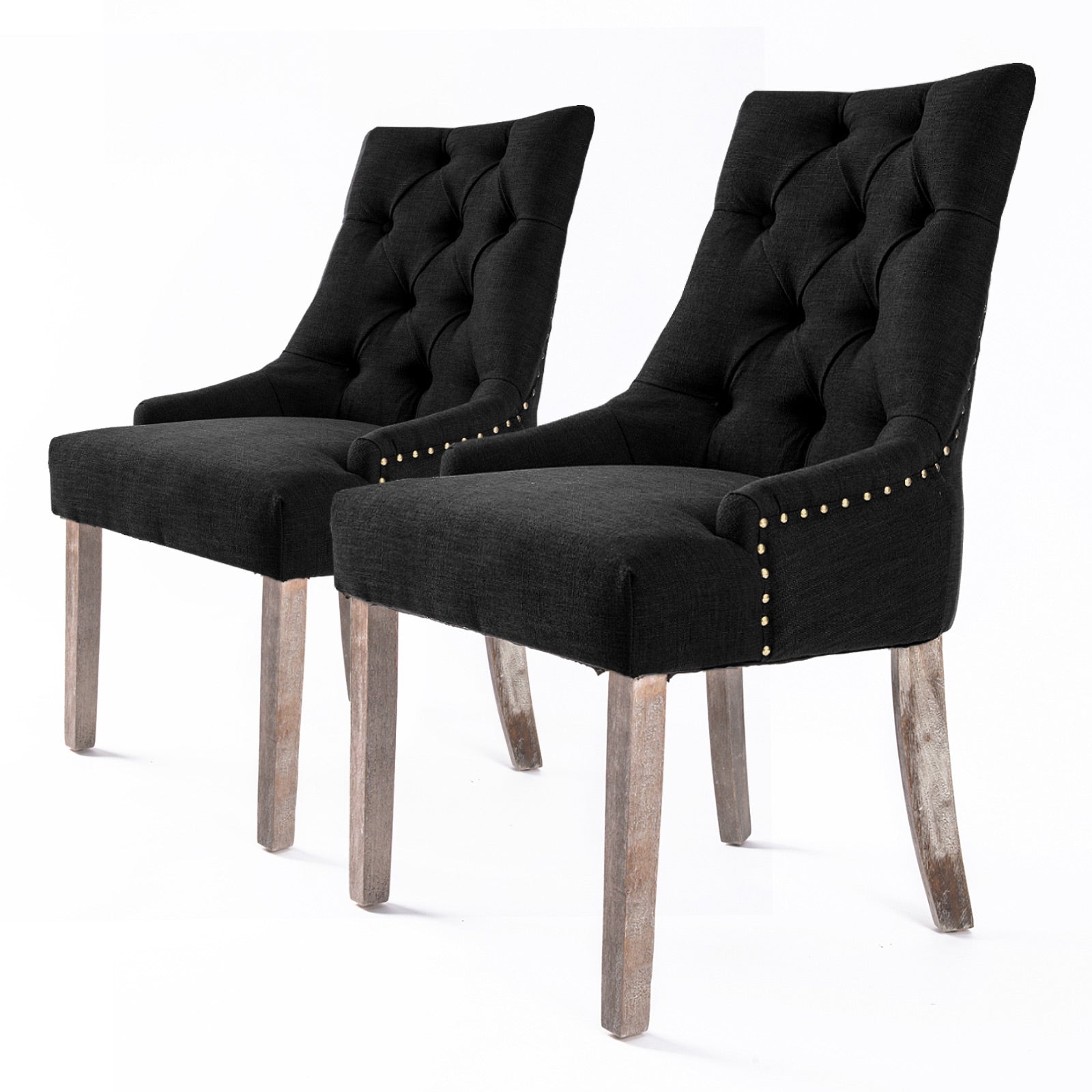 Set of 2 Lisette Amour French Provincial Dining Chairs - Black