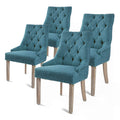 Set of 4 Lisette Amour French Provincial Dining Chairs - Dark Blue