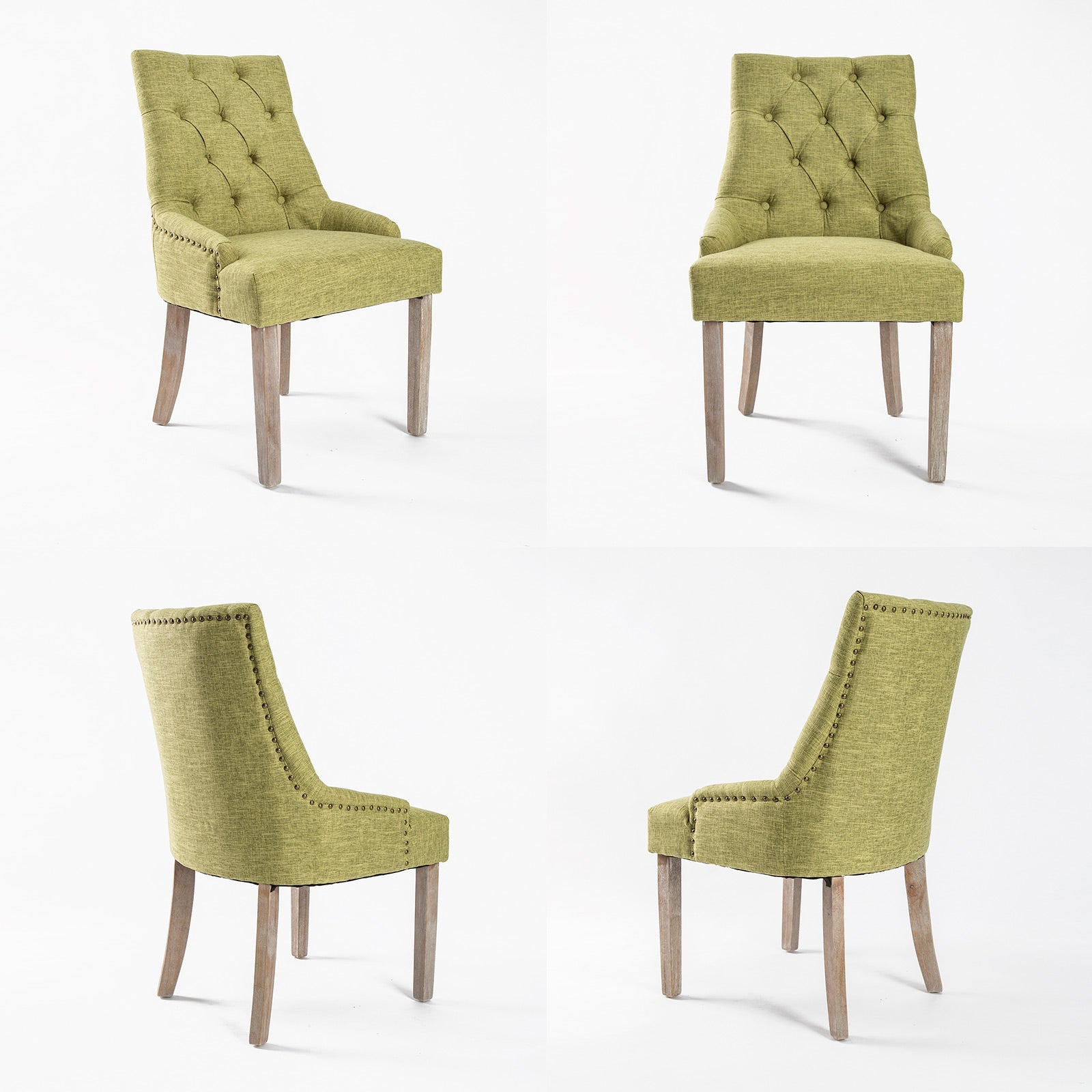 Set of 2 Lisette Amour French Provincial Dining Chairs - Green