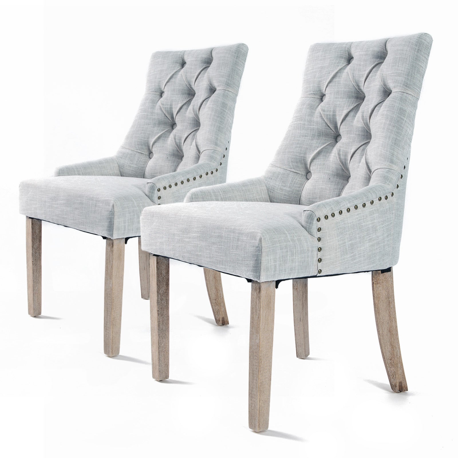 Set of 2 Lisette Amour French Provincial Dining Chairs - Grey