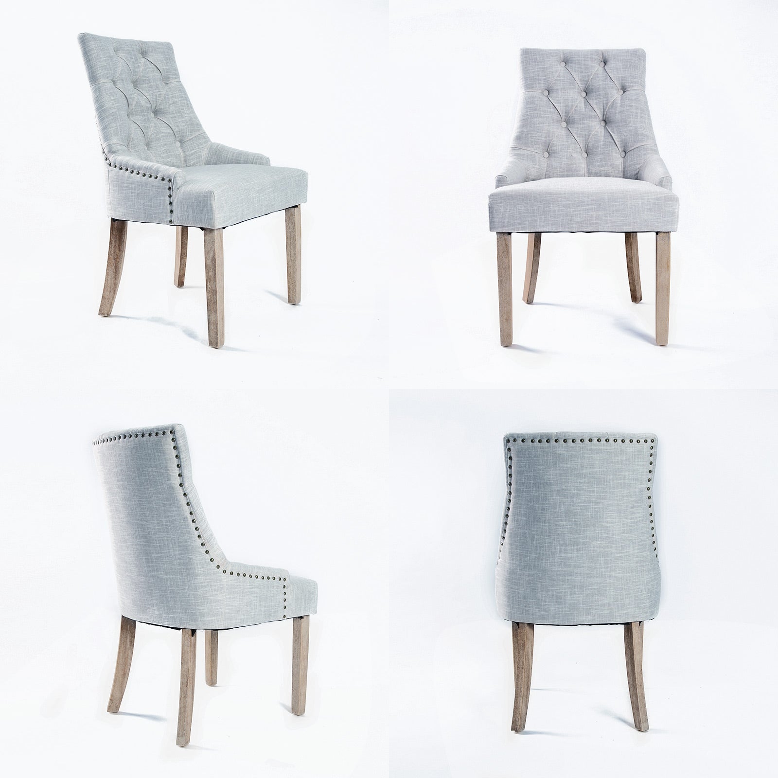 Set of 2 Lisette Amour French Provincial Dining Chairs - Grey