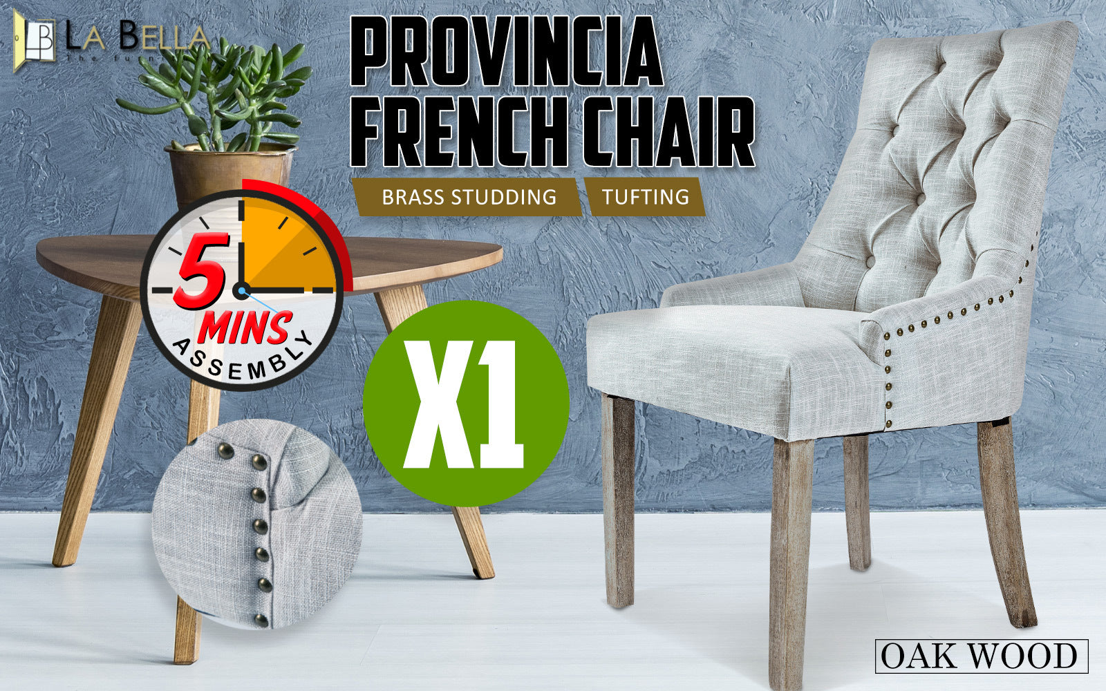 Lisette Amour French Provincial Dining Chair - Grey