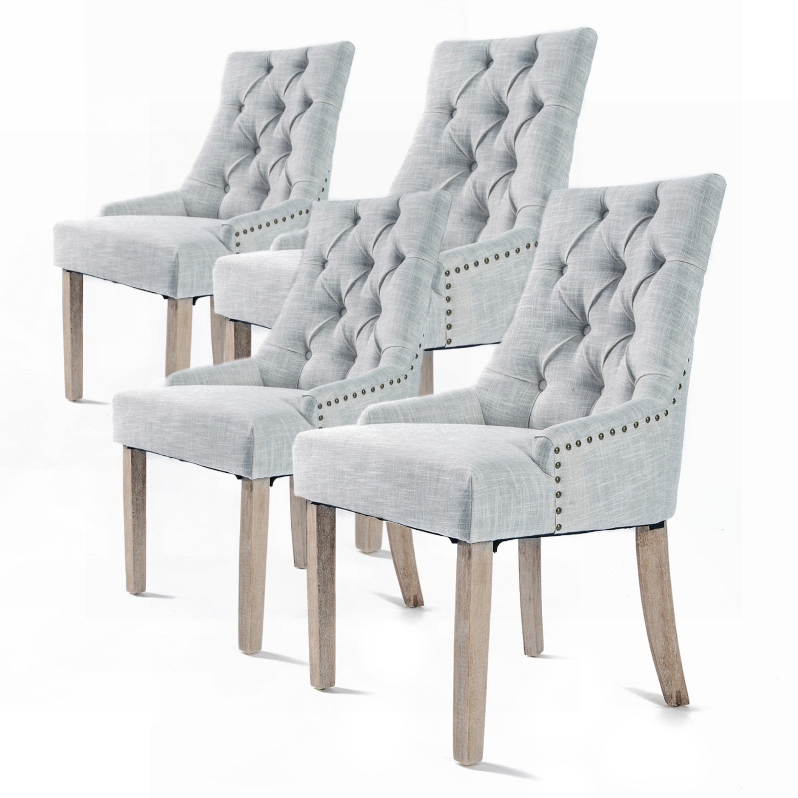 Set of 4 Lisette Amour French Provincial Dining Chairs - Grey