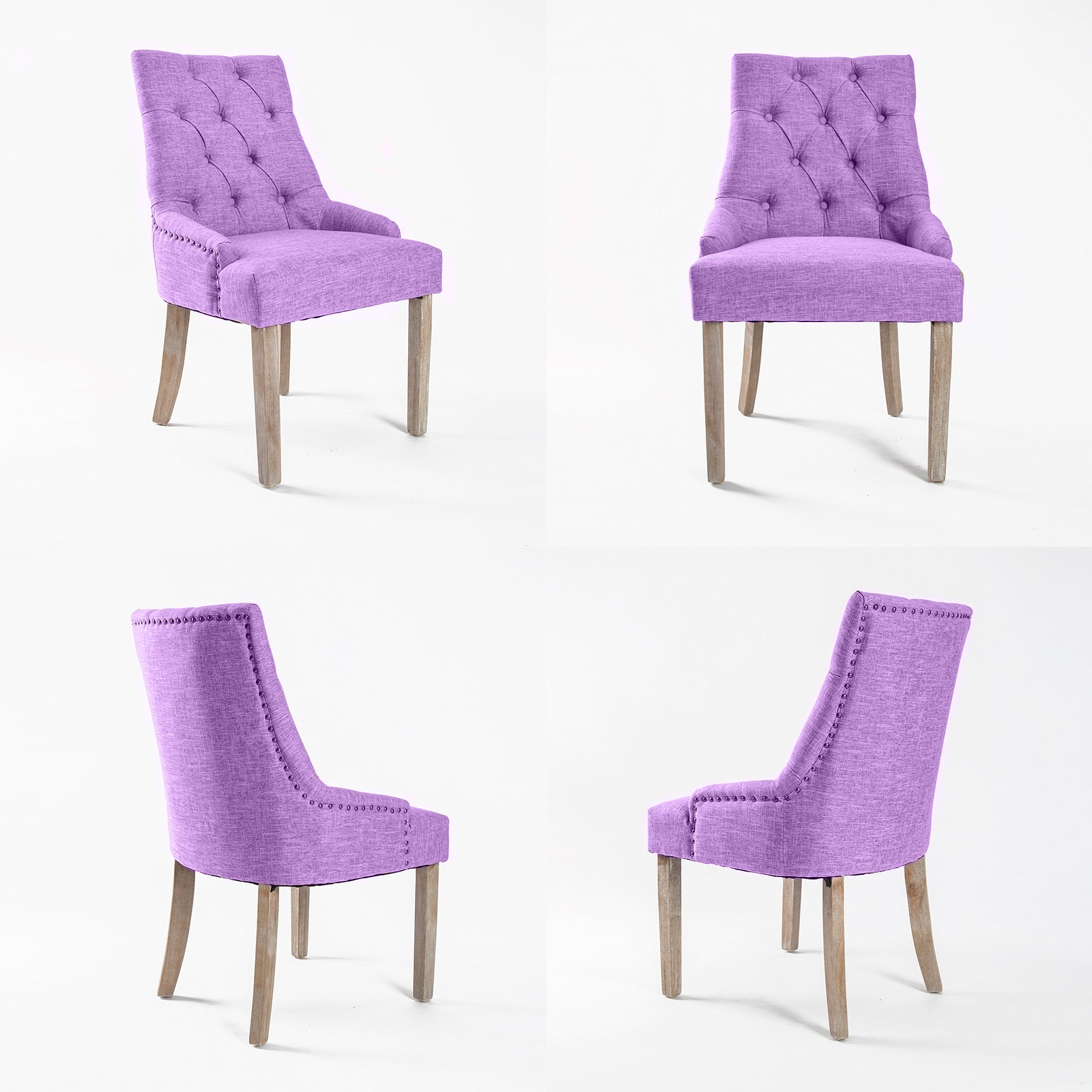 Set of 2 Lisette Amour French Provincial Dining Chairs - Violet