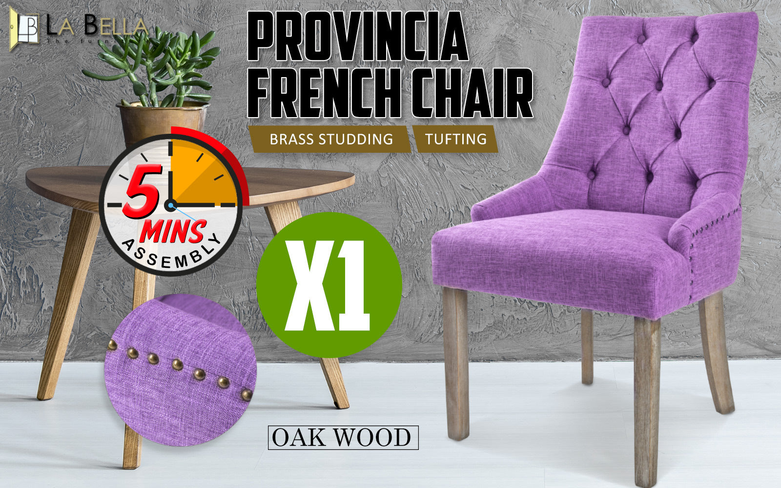 Lisette Amour French Provincial Dining Chair - Violet