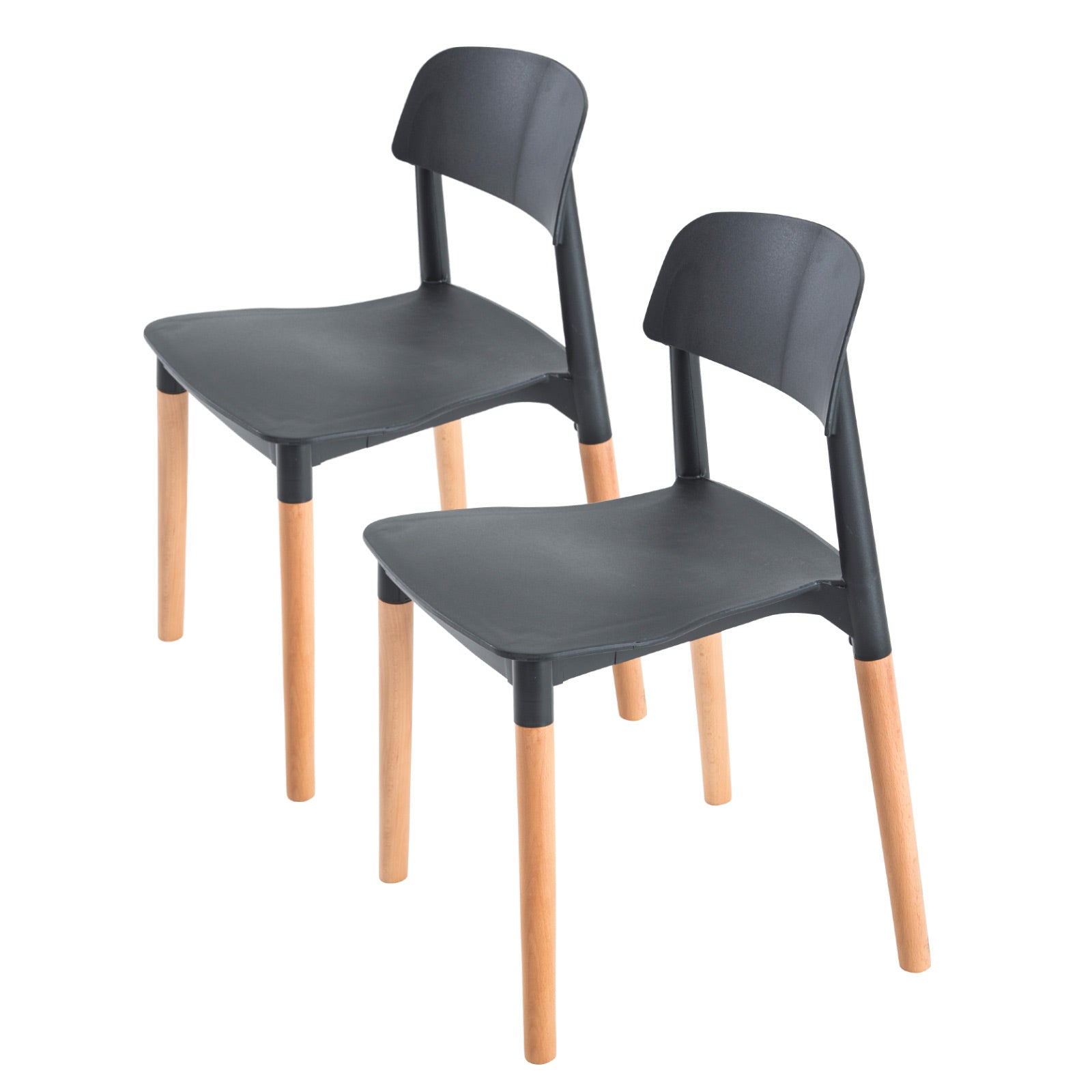 Set of 2 Celeste Retro Stackable Dining Chairs - Black