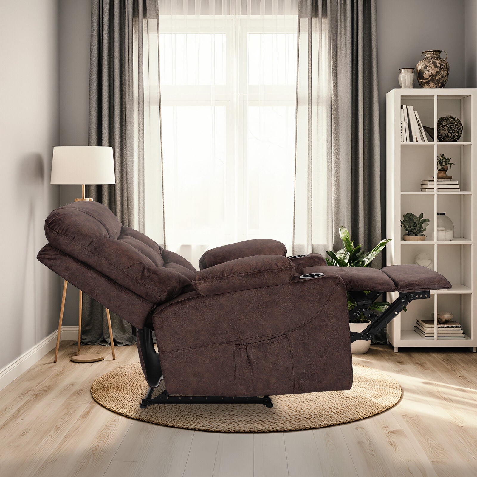 8-Point Electric Massage Recliner Chair - Leathaire Lounge Sofa Armchair AVERY BROWN