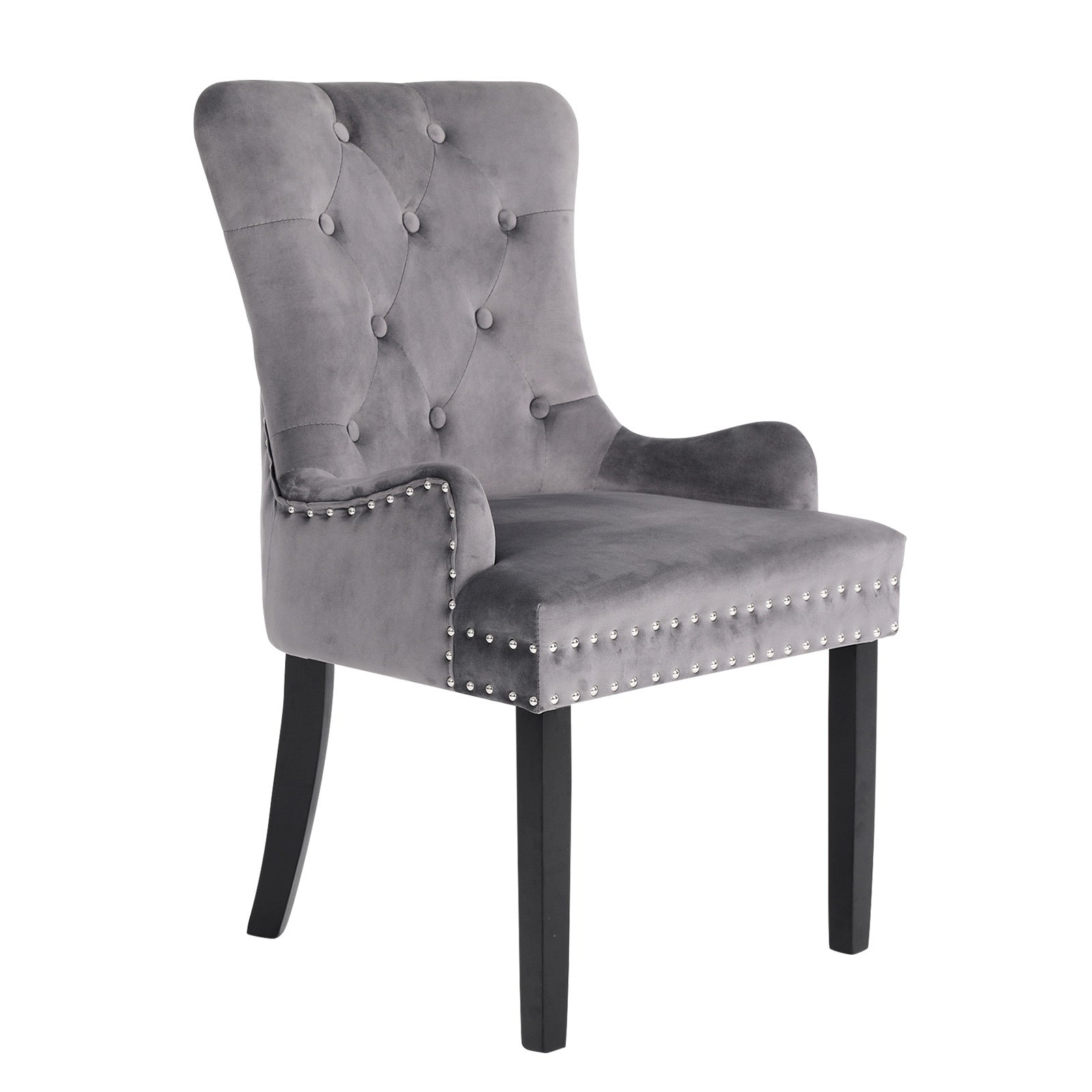 Lucienne French Provincial Velvet Dining Chair - Grey