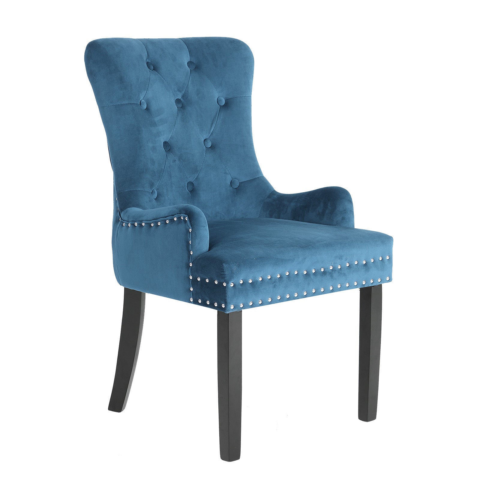 Lucienne French Provincial Velvet Dining Chair - Navy Blue