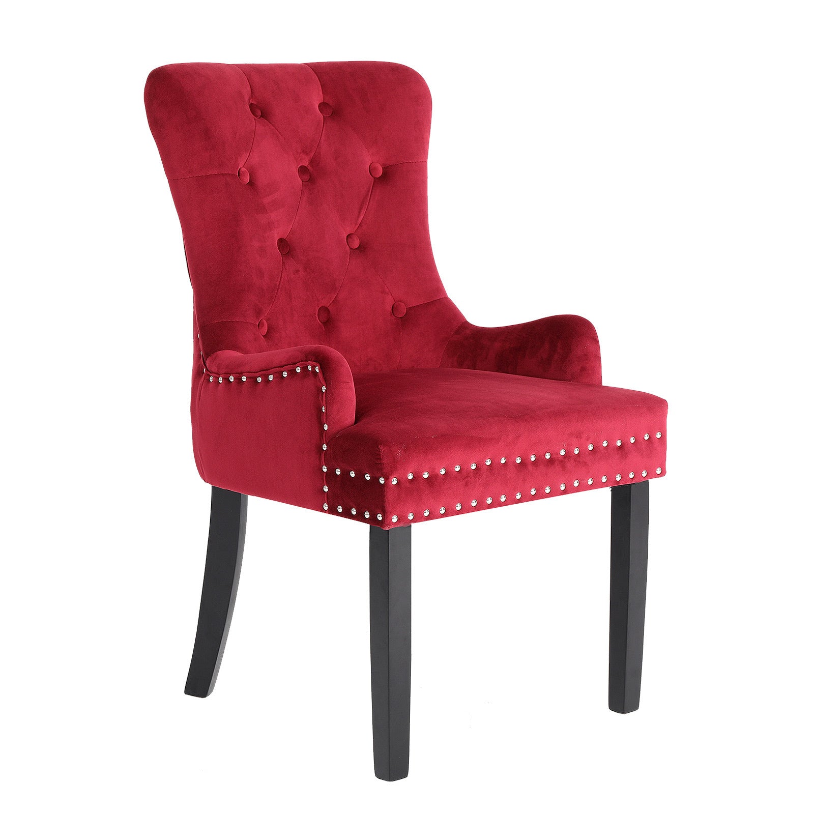 Lucienne French Provincial Velvet Dining Chair - Bordeaux Red