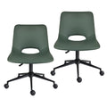 2 Set Office Desk Chair - PU Leather Home Swivel Chair Cut-Out Seat HALO GREEN