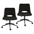2 Set Office Desk Chair - Loop Yarn Fabric Home Swivel Chair Cut-Out Seat HALO BLACK
