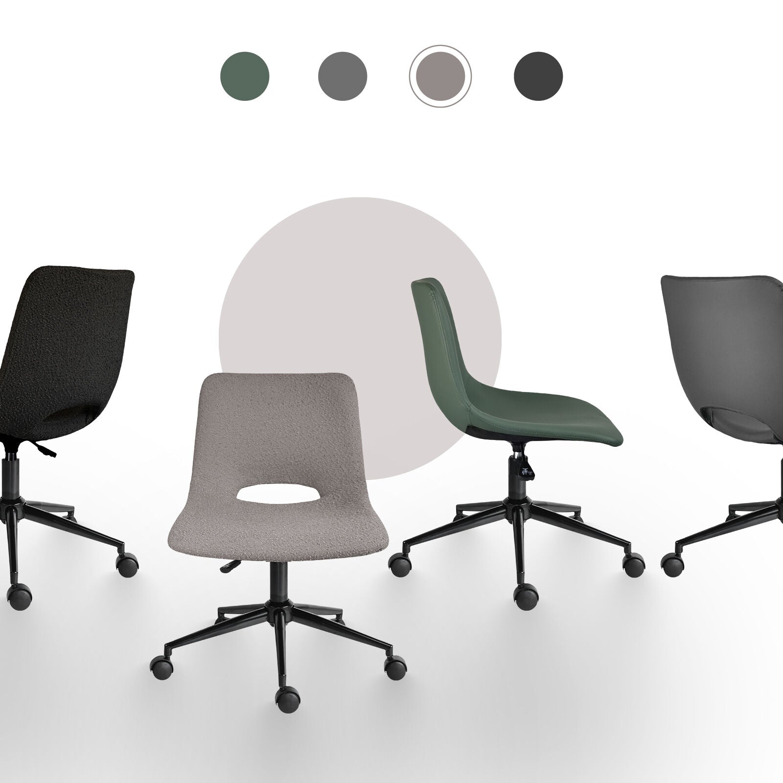 2 Set Office Desk Chair - Loop Yarn Fabric Home Swivel Chair Cut-Out Seat HALO GREY