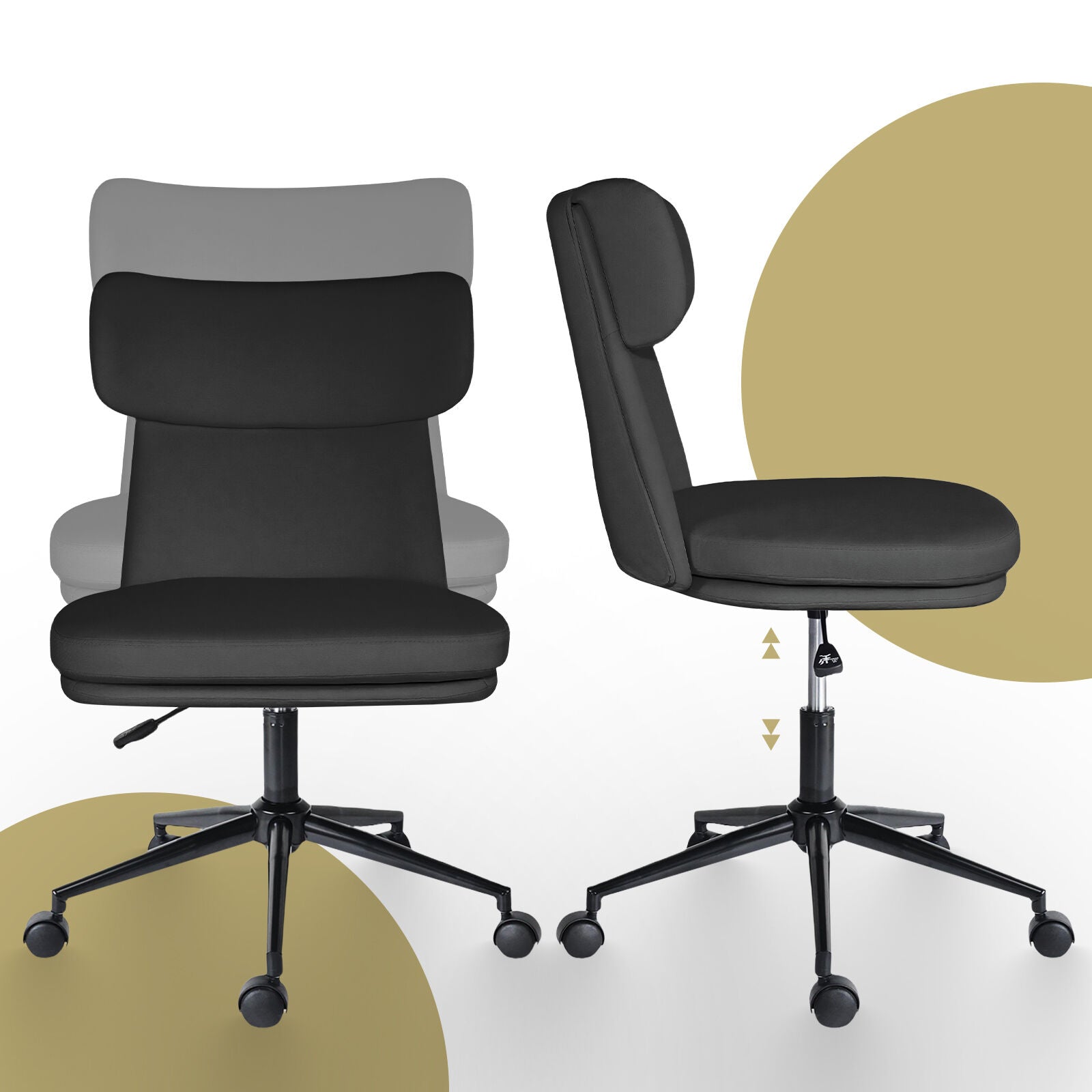 Office Desk Chair - PU Leather Home Office Swivel Chair Computer Seat BLACK