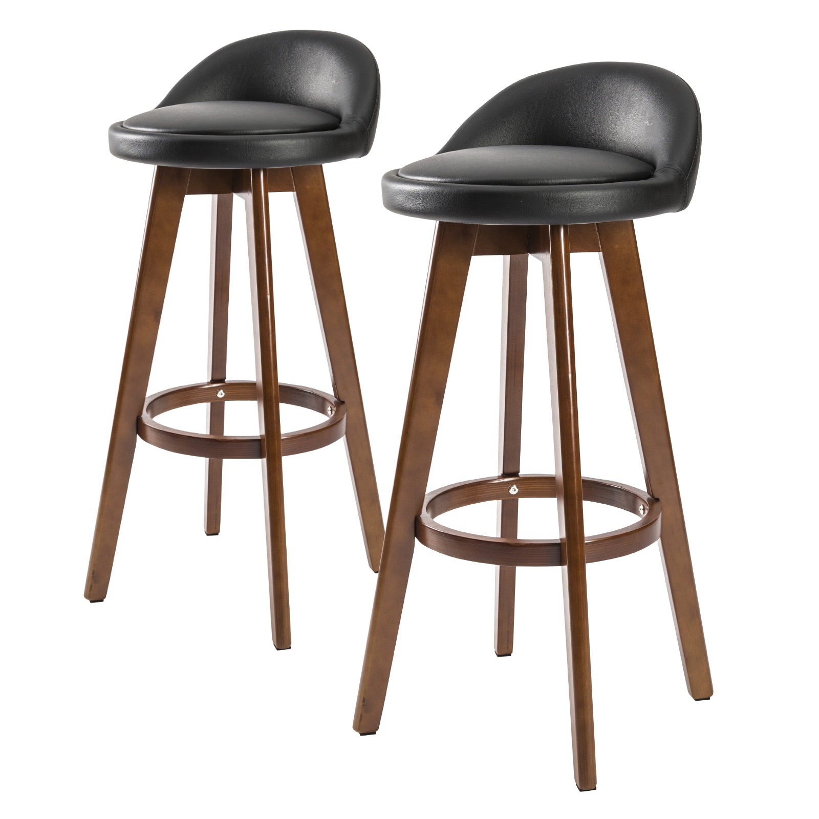 Set of 2 Leila Wooden Bar Stools Black