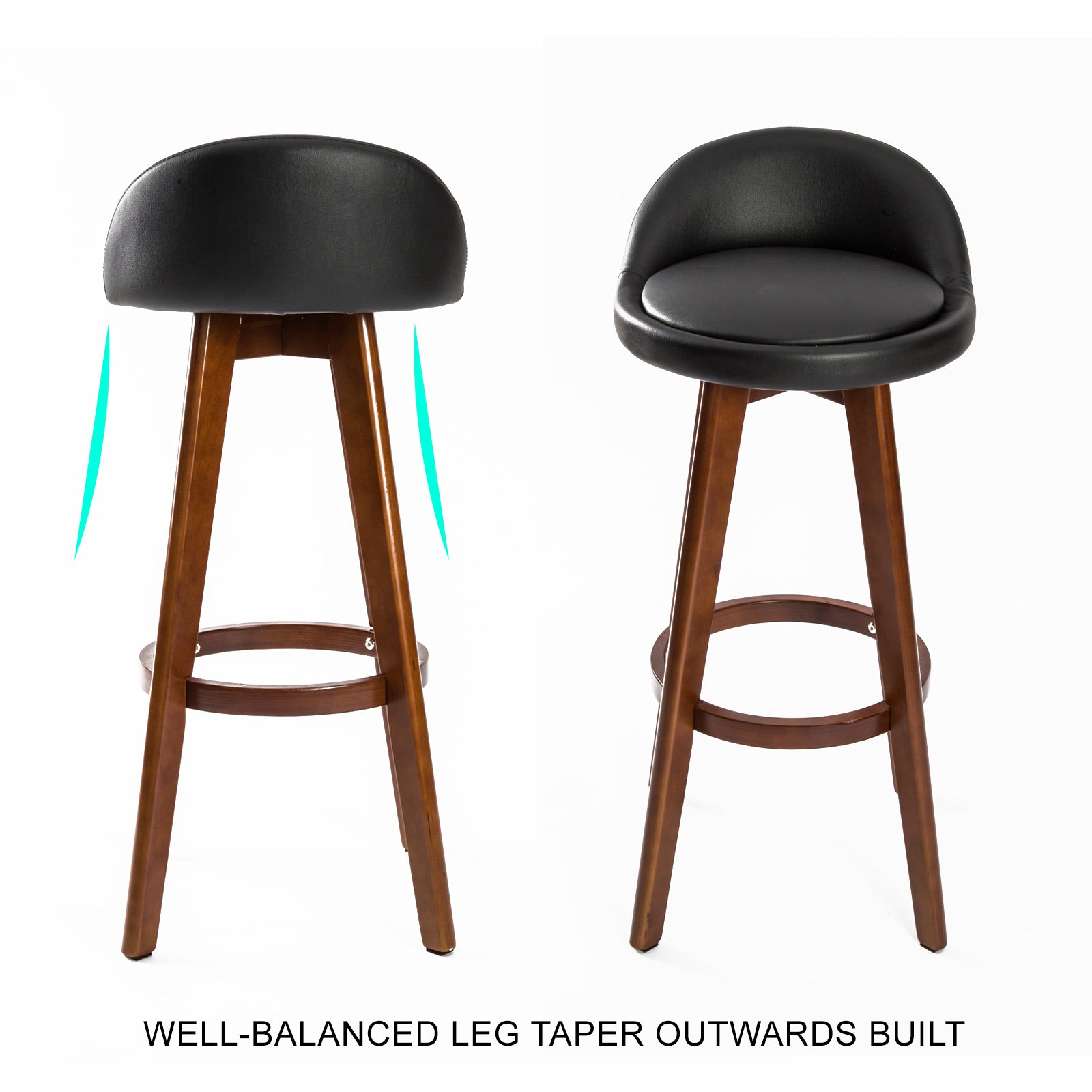 Set of 2 Leila Wooden Bar Stools Black