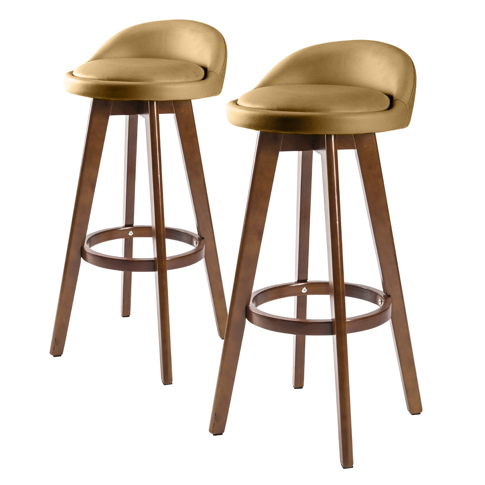 Set of 2 Leila Wooden Bar Stools Coffee