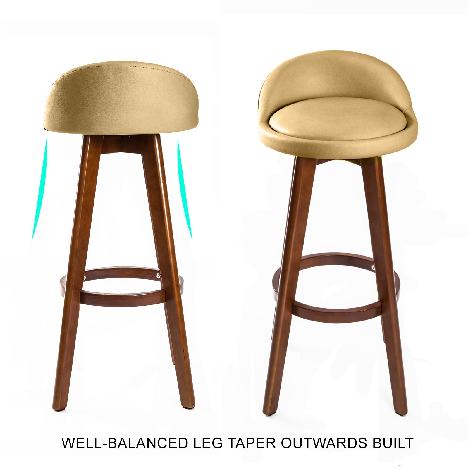 Set of 2 Leila Wooden Bar Stools Coffee