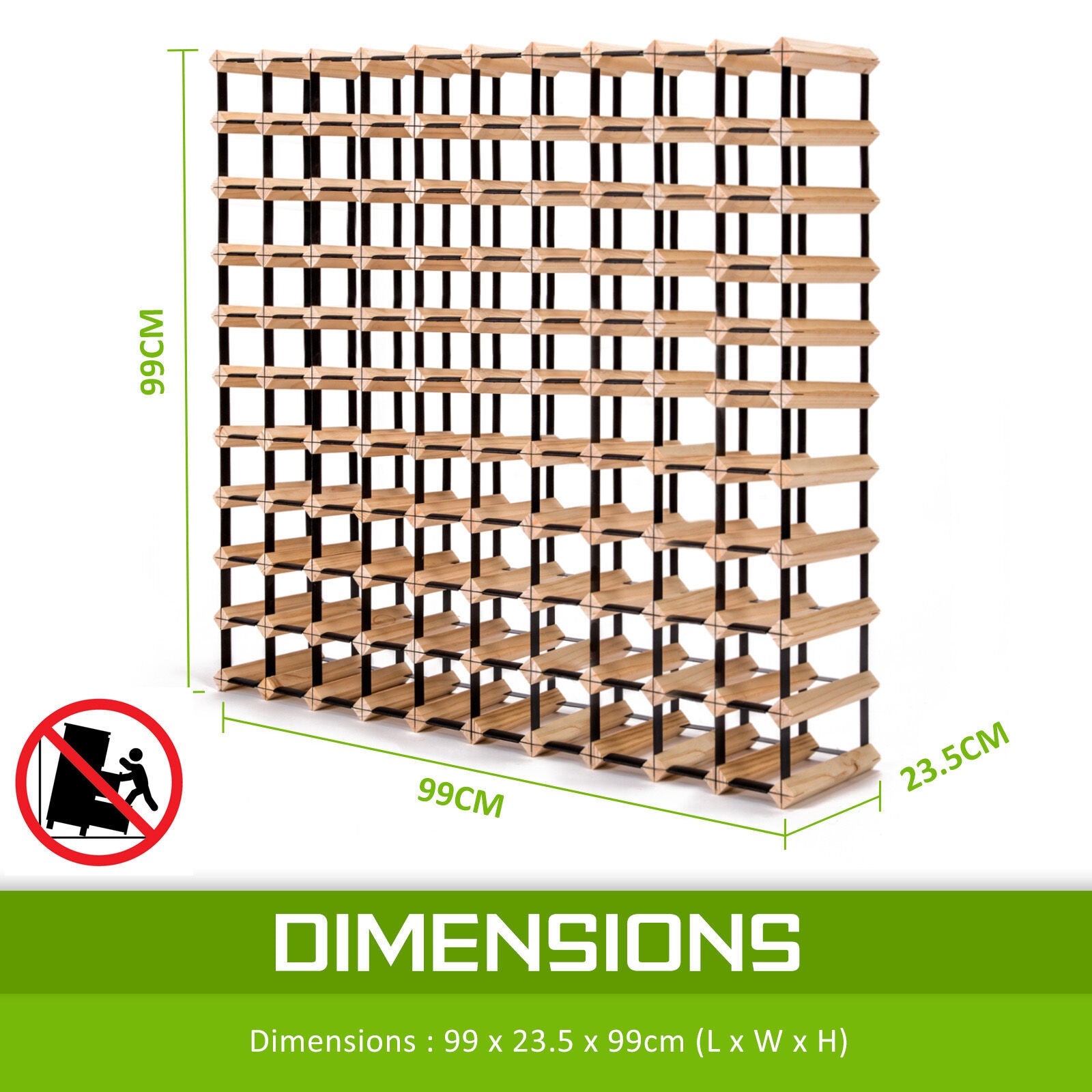 Timber Wine Rack Storage Cellar Organiser 120 Bottle