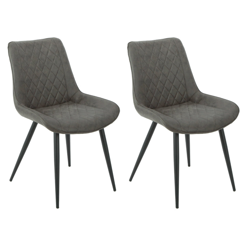 Set of 2 Tyler Fabric Chairs Grey