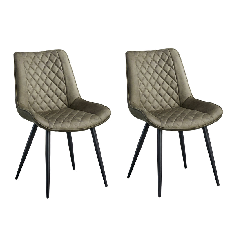 Set of 2 Tyler Fabric Chairs Olive Green