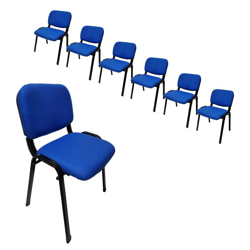 Set of 7 Stackable Office Conference Visitor & Community Chairs - Blue