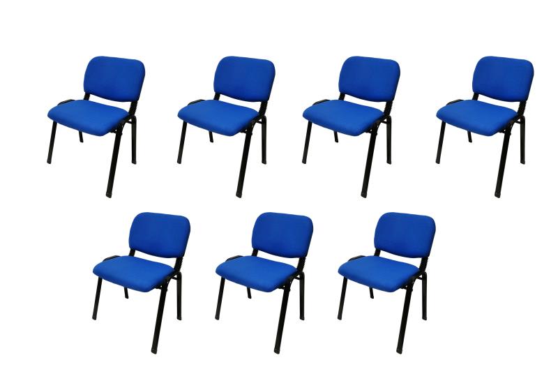 Set of 7 Stackable Office Conference Visitor & Community Chairs - Blue