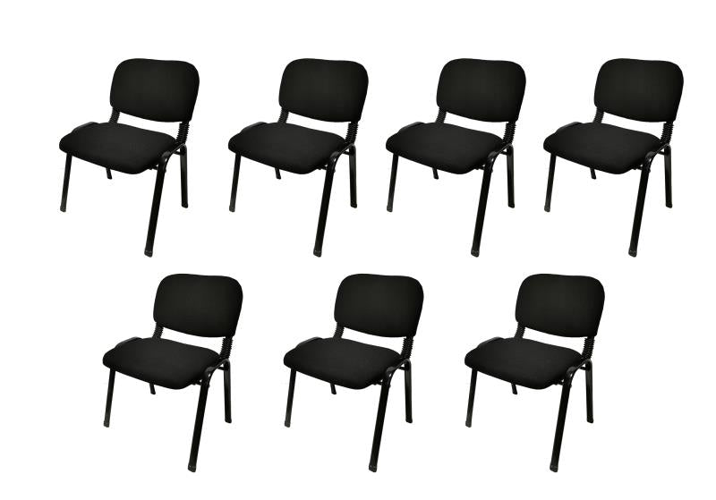 Set of 7 Stackable Office Conference Visitor & Community Chairs - Black