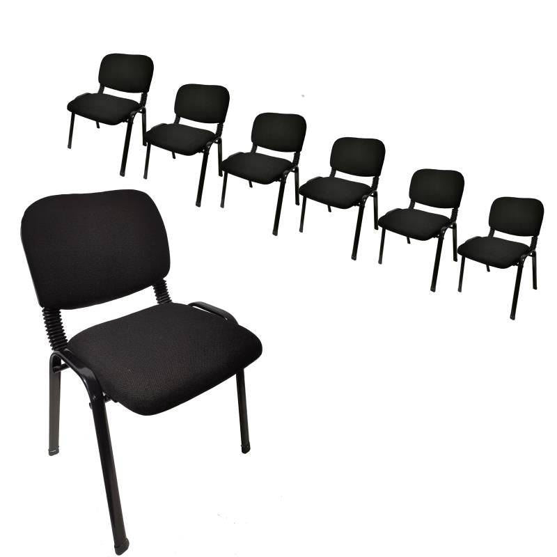 Set of 7 Stackable Office Conference Visitor & Community Chairs - Black