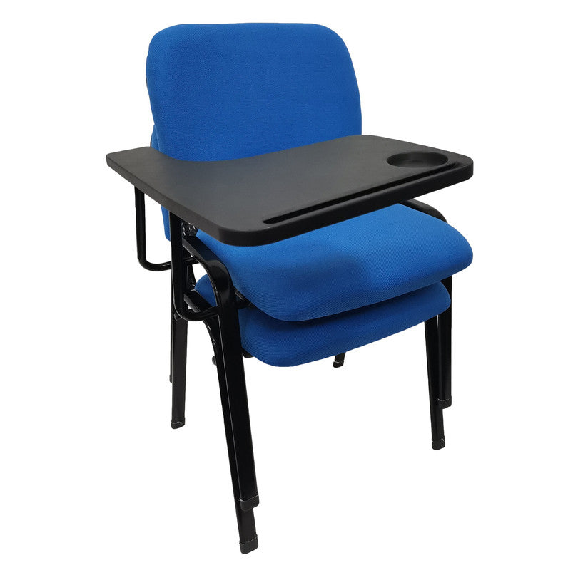 Set of 6 Classroom Lecture Training Chairs with Tabletop - Blue