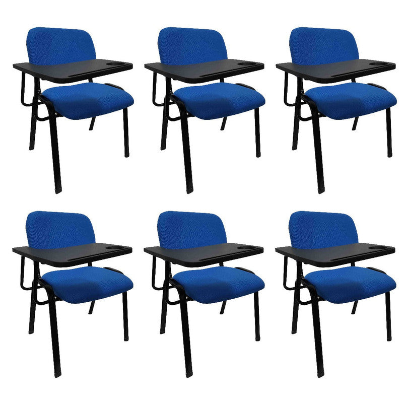 Set of 6 Classroom Lecture Training Chairs with Tabletop - Blue