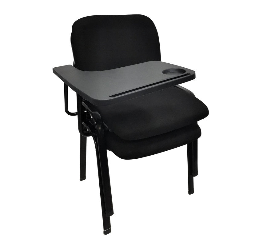 Set of 6 Classroom Lecture Training Chairs with Tabletop - Black