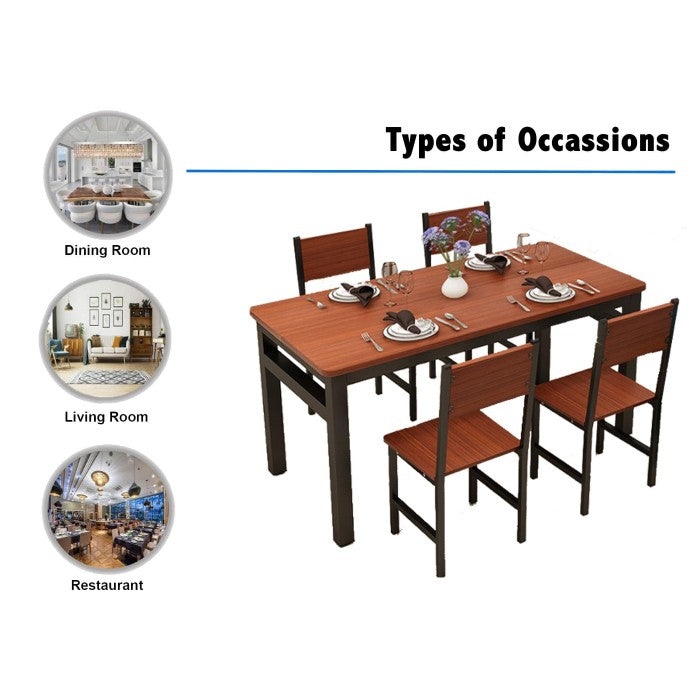 Rebecca 5-Piece Dining Table & Chairs Set - Oak & Black