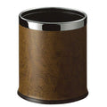 Round Leatherette Brown Room Bin