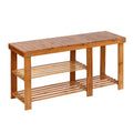 Bamboo Shoe Rack Bench ‚Äì Natural (2-Tier with Boot Space)